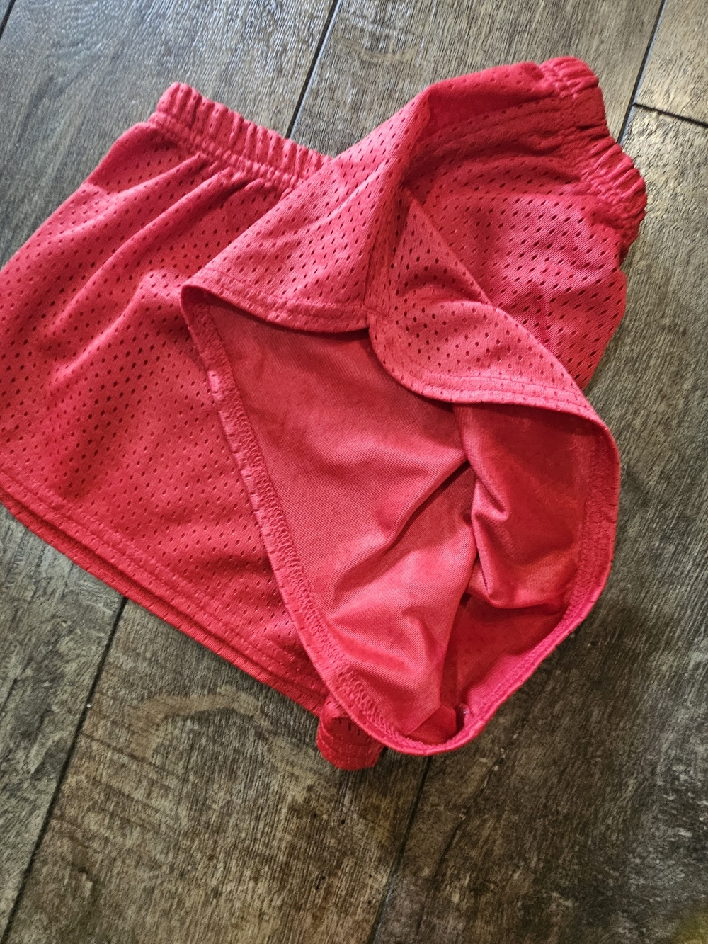 Women's Red Mesh Athletic Shorts with Bucky Badger Wisconsin Graphic - Picture 9 of 9